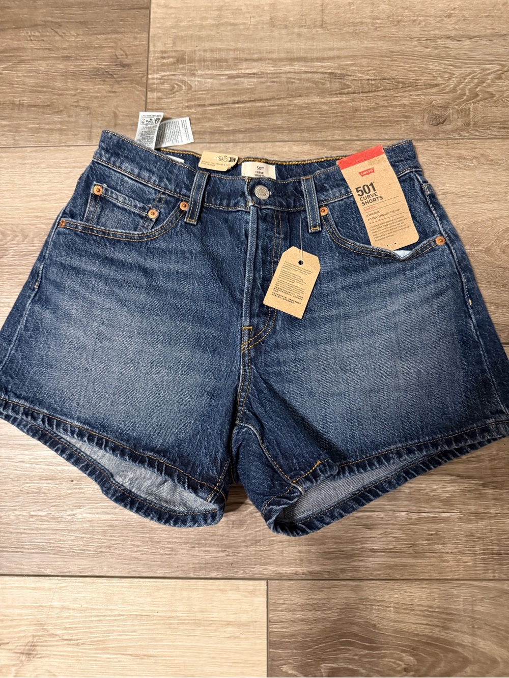 Levi's High-Rise Denim Shorts in Dark Blue